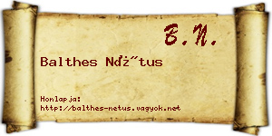 Balthes Nétus névjegykártya